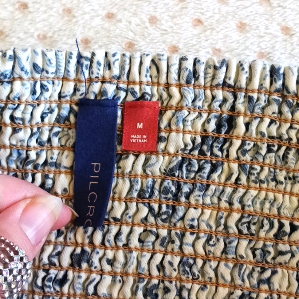 SOLD   HOST PICK ☆Anthropologie Denim Peplum Corset Top,  Blue Stripe - Picture 9 of 11